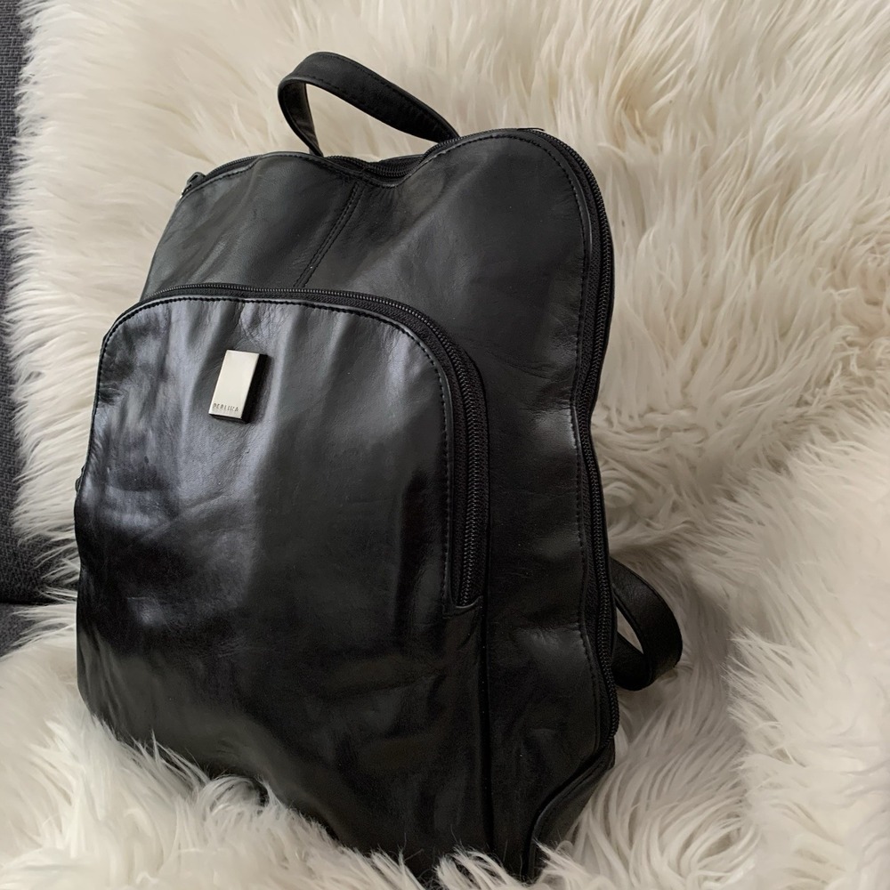 Perlina NY Black Leather Backpack - Picture 5 of 11